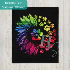 Rainbow Paw Sunflower Throw Blanket