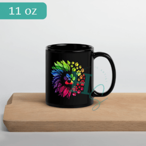 Rainbow Paw Print Sunflower Mug