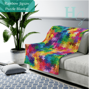 Rainbow Jigsaw Puzzle Plush Blanket