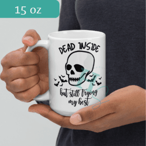 dead inside but still trying bats skull mug gift introvert gift goth mug skull dead inside skull mug ceramic honeypegs