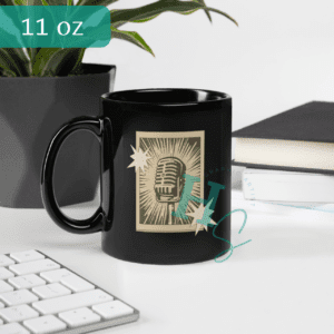 Retro Microphone Black Glossy Mug
