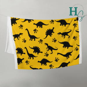 dino shadow blanket dino tracks fossil footprint blanket kids dinosuar blanket yellow and black dinosaur blanket gift boy birthday gift Christmas dino lover kids blanket throw blanket