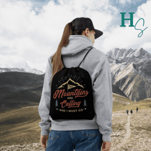 the mountains are calling drawstring bag honeypegs graphic artist store design high quality clothing brand accessories apparel the mountains are calling camping bag gift drawtsirng bag mountains and pine trees bag outdoors lover gift idea camping bag drawstring mountains lover bag arrow gym bag the adventure is calling bag adventurer gift