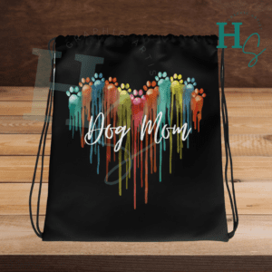 dog mom painted heart drawstirng bag honeypegs store apparel high quality items dog mom gift dog mom heart drawstring bag dog lover gift dog lover gym bag adult dog mom dripping paw print bag dog lover camping bag dog lover gym bag American small business