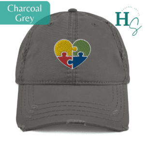 Autism Awareness Heart Distressed Hat