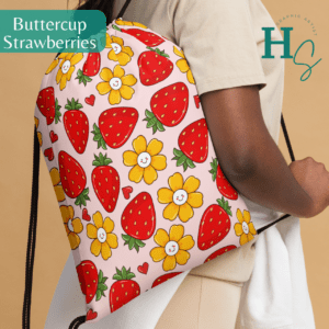 Buttercup Strawberries Drawstring bag