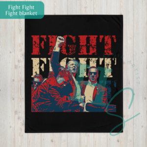 TRUMP FIGHT FIGHT FIGHT BLANKET HONEYPEGS ONLINE STORE PATriotic merch american pride gifts trump shooting image blanket failed attempted assassination blanket trump rally butler pa blanket honeypegs ecommerce made in usa blankets shipped in usa blankets trump merch custom apparel trump shirt and home and living accessories maga republican blanket conservative blanket red white and blue american flag vintage distressed blanket trump vintage trump design blanket red white and blue American pride trump rally blanket cool fun gift freedom blanket freedom merch accessories home and living freedom apparel honeypegs store online