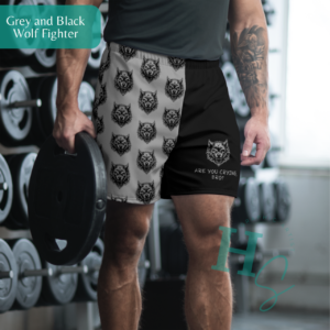 Grey and Black Wolf Fighter Shorts