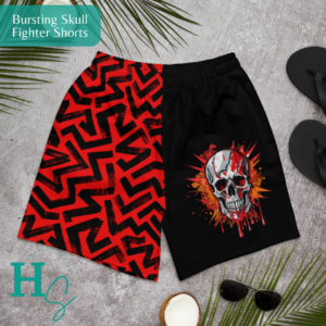 bursting skull mens fighter shorts mens active wear honeypegs online store e-commerce store made in usa hipped in usa red and orange skull shorts mens gym rat shorts muscle daddy workout shorts gym boxing shorts active workout shorts mens red and orange melting skull design honeypegs online store custom apparel mesh pockets active shorts mens shorts drawstring shorts blood splatter shorts red ;painted splatter shorts fighter shorts karate shorts workout gym rat muscle daddy shorts honeypegs custom apparel dripping bloody skull cracked skull fighter shorts clothes usto clothes sublimation clothes made in usa shipped in usa artistic aesthetic mens shorts stretchy mesh pockets mens shorts