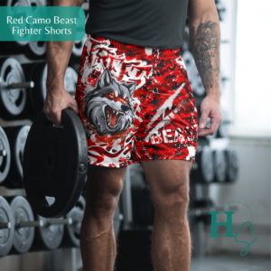 Red Camo Beast Unisex Fighter Shorts