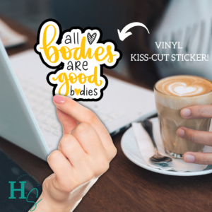 all bodies are good bodies sticker vinyl kiss-cut sticker gold and black honeypegs store online small business custom merch shipped in the usa made in the usa hearts all bodies are good bodies hearts sticker body positivity sticker all yourself body sticker golden heart sticker inspirational sticker custom vinyl stickers all honeybee bodies are good bodies cute sticker gifts cute girl sticker motivational sticker busy body sticker cute stickers for girls sticker for bass guitar body positive guitar sticker love guitar sticker gift musician sticker cute basses gift positivity sticker vinyl car sticker all bodies car sticker handheld sticker