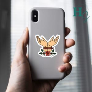 bondage hands floral sticker honeypegs online store bonage hands kinky funny stickers humorous stickers vinyl bondage tied hands sticker tied up sticker rope-tied sticker hog-tied sticker kinky vinyl stickers gift bondage gifts sticker made in usa shipped in usa small business sticker prints bondage funny sticker prints honeypegs