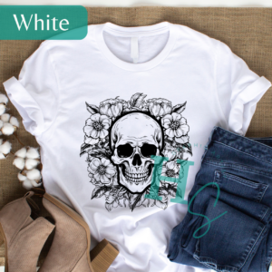 botanic burst shirt skull floral graphic tee grunge style art shirt alternative apparel clothing honeypegs online store custom apparel punk rock clothing skulls and flowers graphic tee unisex tees adult shirts honeypegs online store made in usa shipped in the usa shirts american made graphic tees cool skull shirt gift american artist online store death aesthetic shirt skull skeleton flowers shirt