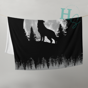 Wolf Silver Moon Throw Blanket