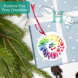 Rainbow Paw Print Sunflower Acrylic Ornament