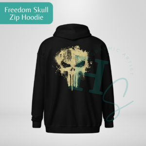Freedom Skull Splatter Unisex Zip Hoodie