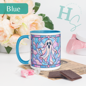 Pastel Ghost Glass Mug with Color Inside